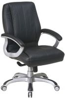 Office Star 6311-7063 Quick Assembly Technology Managers Chair in Black Leather, Thick padded contour seat and back, Built-in lumbar support, Quick assembly technology chair design, One touch pneumatic seat height adjustment, Mid pivot knee tilt control with adjustable tilt tension, 21" W x 20" D x 3.5" T Seat Size, 21" W x 24.5" H x 3.5" T Back Size (6311 7063 63117063) 