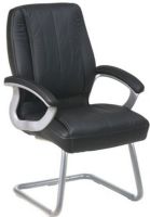Office Star 6315-763 Visitors Chair with Padded Arms, Thick padded contour seat and back, Built-in lumbar support, Quick assembly technology chair design, Black leather, Heavy duty titanium or silver finished base and black endcaps, 21" W x 20" D x 3.5" T Seat Size, 21" W x 24.5" H x 3.5" T Back Size, Padded loop arms (6315 763 6315763) 