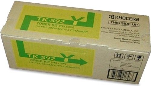 Kyocera 1T02KVAUS0 Model TK-592Y Toner Cartridge, Yellow Print Color, Laser Print Technology, 5000 Pages Typical Print Yield, For use with Kyocera Ecosys FS-C5250DN Printer and Kyocera Mita Printers FS-C2026, FS-C2126, FS-C2526, FS-C5150DN, FS-C5250DN, FS-C2126MFP, FS-C2026MFP, UPC 632983017463 (1T02KVAUS0 TK592Y TK-592Y TK 592Y)