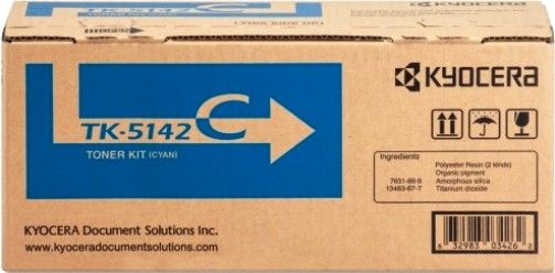 Kyocera 1T02NRCUS0 Model TK-5142C Toner Cartridge, Cyan Print Color, Laser Print Technology, 5000 Pages Yield at 5% Average Coverage Typical Print Yield, For use with Kyocera Ecosys Printers P6130cdn, M6030cdn and M6530cdn, UPC 632983034262 (1T02NRCUS0 1T02N-RCUS0 1T02N RCUS0 TK5142C TK-5142C TK 5142C)