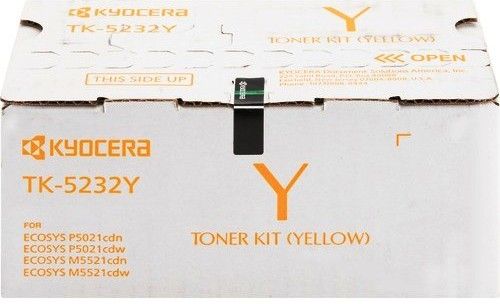Kyocera 1T02R9AUS0 model  TK-5232Y Toner Cartridge, High Yield Type, Yellow Print Color, Laser Print Technology, 2200 Pages Yield Typical Print Yield, For use with Kyocera Printers P5021cdw, M5521cdw and P5021cdn, UPC 632983037300 (1T02R9AUS0 1T02-R9AU-S0 1T02 R9AU S0 TK5232Y TK-5232Y TK 5232Y)