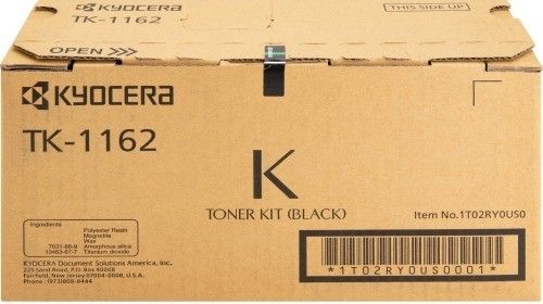 Kyocera 1T02RY0US0 model TK-1162 Toner Cartridge, Black Print Color, Laser Print Technology, 7200 Pages Typical Print Yield, For use with Kyocera ECOSYS Printers P2040dn, P2040dw, UPC 632983040577 (1T02RY0US0 1T02-RY0U-S0 1T02 RY0U S0 TK1162 TK-1162 TK 1162)
