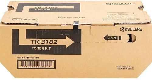 Kyocera 1T02T70US0 Model TK-3182 Toner Cartridge, Black Print Color, Laser Print Technology, For use with Kyocera ECOSYS P3055dn Printer, 21500 Pages Yield at 5% Average Coverage Typical Print Yield, UPC 632983042724 (1T02T70US0 1T02T-70US0 1T02T 70US0 TK3182 TK-3182 TK 3182)