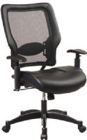 Office Star 63-51712 Space Professional Matrex Back and Leather Seat Ergonomic Chair, Built-in adjustable Lumbar Support, One Touch Pneumatic Seat Height Adjustment, 2-to-1 Synchro Tilt Control with Adjustable Tilt Tension, Height Adjustable Arms with P.U Pads, Gunmetal Finish Base with Dual Wheel Carpet Casters (6351712 63 51712 OfficeStar) 