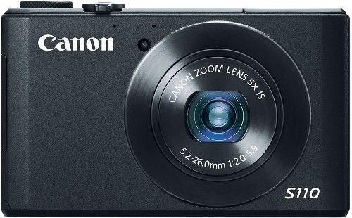 Canon 6351B001 PowerShot S110 Compact Digital Camera with Built-in WiFi, Black, 3.0-inch TFT Color LCD with Touch-screen panel with wide viewing angle, 12.1 Megapixel High-Sensitivity CMOS sensor, 25x Optical Zoom with 24mm Wide-Angle lens, Focal Length 5.2 (W) - 26.0 (T) mm (35mm film equivalent: 24-120mm), UPC 013803157147 (6351-B001 6351 B001 6351B-001 6351B 001)