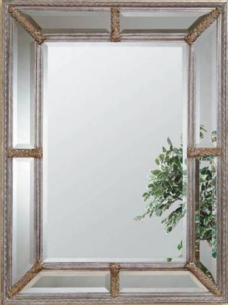 Bassett Mirror 6357-1764EC Roma Wall Mirror, Silver Leaf Finish, Rectangular Frame Shape, Framed, Traditional Style, Wall Mirrors Type, 49