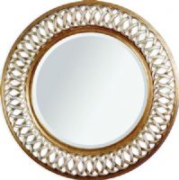 Bassett Mirror 6357-711EC Alissa Wall Mirror, Silver and gold Old World Finish, Round Frame Shape, Framed, Contemporary Style, Wall Mirrors Type, 45" Diameter, High-quality wood construction frame, Beveled, round hanging wall mirror, UPC 036155293844 (6357711EC 6357-711EC 6357 711EC 6357711 6357-711 6357 711) 