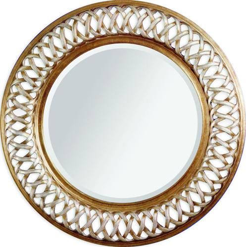Bassett Mirror 6357-711EC Alissa Wall Mirror, Silver and gold Old World Finish, Round Frame Shape, Framed, Contemporary Style, Wall Mirrors Type, 45