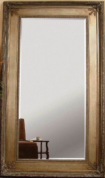 Bassett Mirror 6357-894EC Prazzo Leaner Mirror, Made of wood, Silver leaf finish, Bevel leaner mirror, Antique theme, Vertical orientation, 96