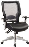 Office Star 63-58632 Space Air Grid Back Layered Leather Seat Managers Chair, Air Grid Back with adjustable Lumbar Support, Layered Leather Seat, One Touch Pneumatic Seat Height Adjustment, Dual Function Control with Adjustable Tilt Tension, Height Adjustable Arms with P.U Pads, Platinum Finished Aluminum Base with Dual (6358632 63 58632 OfficeStar) 