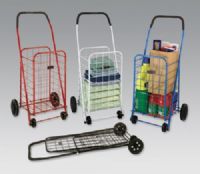 Mabis 640-8213-9604 Folding Shopping Cart Assortment; 1 each - Red, Black, Blue, White, 4 per Case, This easy-to-assemble cart is designed for transporting groceries or laundry (640-8213-9604 64082139604 6408213-9604 640-82139604 640 8213 9604) 