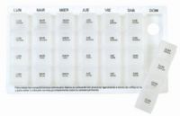 Mabis 640-9006-0000 Seven Day Pill Organizer - Spanish, Provides 7-day pill organizer, Easy to transport daily compartments, Braille identification, Spanish translation, Easy-view transparent plastic, Latex Free, 9” x 5” x 1”, 1 Organizer (640-9006-0000 64090060000 6409006-0000 640-90060000 640 9006 0000) 