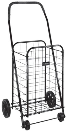 Mabis 640-8213-0200 Folding Shopping Cart, Black, This easy-to-assemble cart is designed for transporting groceries or laundry (640-8213-0200 64082130200 6408213-0200 640-82130200 640 8213 0200)