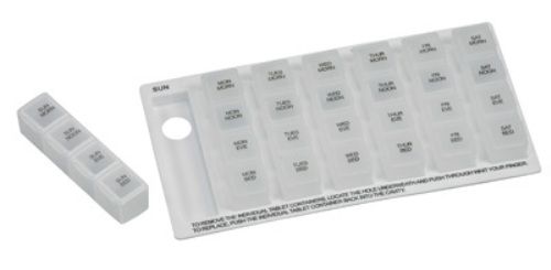 Mabis 640-8221-9604 Weekly Pill Organizer; 4 per Case, Morning, noon, night and at bedtime keeps your medicine organized and at your fingertips (640-8221-9604 64082219604 6408221-9604 640-82219604 640 8221 9604)