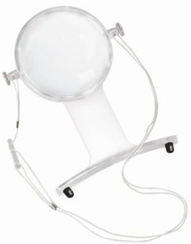 Mabis 640-9008-0000 Hands Free Magnifier, Lightweight acrylic magnifier is designed for tasks done close to the body, Built in neck cord for reading without using hands to hold magnifier, 3X Magnification, Latex Free, White, 1 Magnifier (640-9008-0000 64090080000 6409008-0000 640-90080000 640 9008 0000)