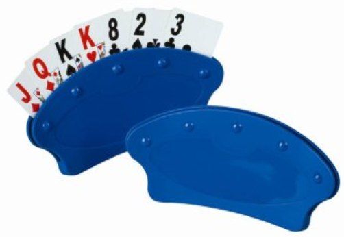 Mabis 640-9010-0000 Fan Table Playing Card Holder (Set of 2), Designed to free standing on a table top or held in hand, Cards can be easily added or removed, Durable plastic construction, Latex Free, Blue color (640-9010-0000 64090100000 6409010-0000 640-90100000 640 9010 0000)