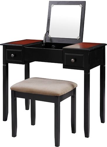 Linon 64023BLKCHY-01-KD-U Camden Vanity Set; Has a transitional design and style; Perfect for small spaces, each item occupies minimal floor space but provides ample storage and display space; Rich Black Cherry finish exudes sophistication; Classic and timeless addition to a bedroom, large closet or dressing space; UPC 753793909295 (64023BLKCHY01KDU 64023BLKCHY-01KD-U 64023BLKCHY01-KDU 64023BLKCHY-01KD-U)