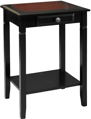 Linon 64027BLKCHY-01-KD-U Camden Accent Table; Has a transitional design and style; Perfect for small spaces, each item occupies minimal floor space but provides ample storage and display space; Rich Black Cherry finish exudes sophistication; Ideal for placing near a chair, sofa or bed; UPC 753793909394 (64027BLKCHY01KDU 64027BLKCHY-01KD-U 64027BLKCHY01-KDU 64027BLKCHY-01KD-U)