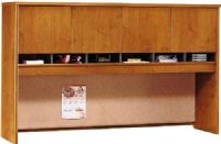 Bush WC72477 Series C: Nat Cherry Hutch 72" -  4 Door, Fully finished back panel, Fabric-covered tack board, Mounts on two adjacent Lateral Files, Mounts on any 71" wide desk or combination, Four doors conceal entire upper storage area, UPC 642125203333, Natural Cherry Finish (WC72477 WC-72477 WC 72477) 