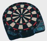 Halex 64313 Electronic Dart Game, Standard target (13.75") soft tip dartboard, Two LCD "Cricket" scoring displays, 8 player scoring, 14 games/75 variations, Electronic voice commands and sound effects, 6 deluxe brass barrel soft tip darts with spare tips, Built-in jack for optional AC adapter (HALEX64313 HALEX 64313) 