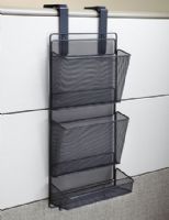 Safco 6450BL Onyx Multifunction Panel Organizer, Black, 3 Compartments, Fits Panel Size up to 4" max, Steel Mesh Material, Can be wall mounted or hung over your panel wall, Dimensions 13 1/4"w x 5"d x 26"h (6450-BL 6450 BL 6450B) 