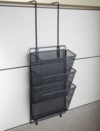 Safco 6452BL Onyx Panel Organizer Triple Basket, Black, 3 Compartments, Fits Panel Size up to 4