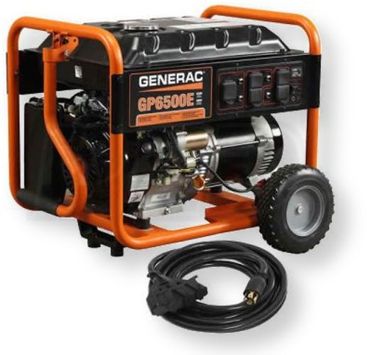 Generac 6515-GP6500E-49ST-W/Cord GP Series 6500 Watt Electric Start Portable Generator With Cord, Yellow and Black; Generates plenty of electricity to weather the storm; Powers refrigerator, sump pump, furnace fan, lights and more; Start the generator with the press of a button; UPC 6515GP6500E49STWCORD (GENERAC 6515GP6500E49STWCORD GENERAC 6515 GP6500E-49STWCORD GENERAC 6515-GP6500E-49ST WCORD GENERAC 6515 GP-6500E-49ST-WCORD GENERAC 6515/GP6500E/49ST/WCORD GENERAC 6515 GP 6500E 49ST W CORD)