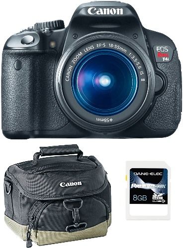 Canon 6558B003-3-KIT EOS Rebel T4i EF-S 18-55mm IS II Digital Camera with Custom Gadget Bag and 8GB SDHC Memory Card, 3.0 in. (Screen aspect ratio of 3:2) LCD Monitor, 18.0 Megapixel CMOS (APS-C) sensor, 14-bit A/D conversion, ISO 10012800, High speed continuous shooting up to 5.0 fps allows you to capture all the action, UPC 837654979839 (6558B0033KIT 6558B0033-KIT 6558B003-3KIT 6558B003 3-KIT)