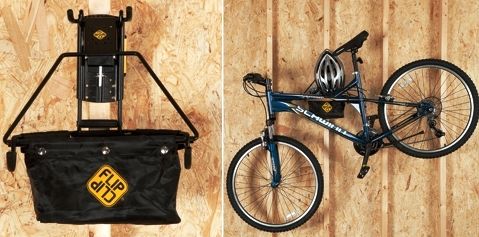 Cosco 661501FC Flip Clip Bicycle and Accessory Storage Kit, Declutter your garage in minutes, Lets you store your bike easily and without having to lift it vertically like many other bike storage systems, Easy - no tools required, Holds 75lbs, Dimensions 15.625