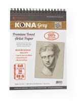 Hand Book Journal Co 662068 Kona Grey Artist Paper 6" x 8"; 100% recycled paper; Kona premium toned artist journals are made from a unique blend of recycled coffee bean bag fibers and post consumer fibers; These long, strong jute fibers produce an ideal tooth and surface for toned artist paper; Acid Free; Made in the USA; UPC 696844620681 (HANDBOOKJOURNALCO662068 HANDBOOKJOURNALCO-662068 KONA-662068 ARTWORK) 