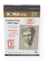 Hand Book Journal Co 662912 Kona Grey Artist Paper 9" x 12"; 100% recycled paper; Kona premium toned artist journals are made from a unique blend of recycled coffee bean bag fibers and post consumer fibers; These long, strong jute fibers produce an ideal tooth and surface for toned artist paper; Acid Free; Made in the USA; UPC 696844629127 (HANDBOOKJOURNALCO662912 HANDBOOKJOURNALCO-662912 KONA-662912 ARTWORK) 