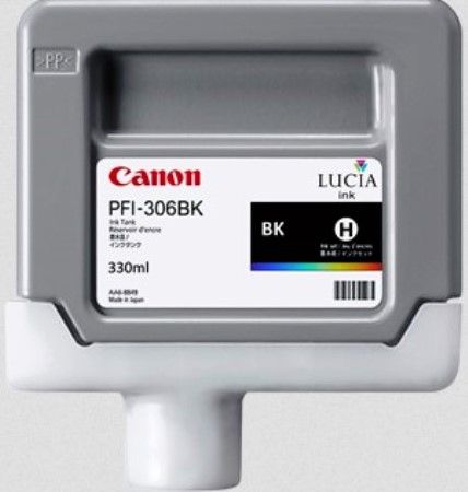 Canon 6657B001AA Model PFI-306BK Pigment Ink Tank 330ml, Black for use with imagePROGRAF iPF8300, imagePROGRAF iPF8300S, imagePROGRAF iPF8400, imagePROGRAF iPF8400S, imagePROGRAF iPF8400SE, imagePROGRAF iPF9400 and imagePROGRAF iPF9400S Large Format Printers, New Genuine Original OEM Canon Brand, UPC 013803154696 (6657-B001AA 6657 B001AA 6657B001A 6657B001 PFI306BK PFI 306BK)