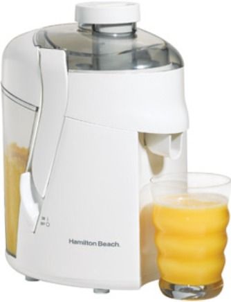 Hamilton Beach 67800 HealthSmart Juice Extractor, White, Healthy, fresh-tasting fruit & vegetable juices, Large feeding tube and locking side latches promise safety, Removable pulp collector captures leftovers for simple disposal, Durable stainless steel cutter/strainer, 25 food & drink recipes included, Safety latches, UPC 040094678006 (67-800 678-00)