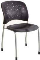 Safco 6805BL Reve Chair Straight Leg with Glides Round Back, Black; 250 lbs. Weight Capacity; 18" Seat Height; Seat Size 18 1/2"w x 17"d; Back Size 18"w x 13 3/4"h; Includes round back, all plastic seat, back and Silver Frame with glides; Dimensions 19 3/4"w x 23 1/2"d x 33 1/2"h (6805-BL 6805 BL 6805B) 