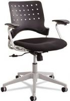 Safco 6807BL ReveTask Chair Round Back, Black; 250 lbs. Weight Capacity; 18" Seat Height; Seat Size 18 1/2"w x 17"d; Back Size 18"w x 13 3/4"h; Includes round back, all plastic seat, back and Silver Frame with glides; Dimensions 19 3/4"w x 23 1/2"d x 35 1/2"h (6807-BL 6807 BL 6807B) 