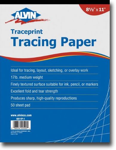 Alvin 6811-S-8 Traceprint, Tracing Paper 100 Loose Sheets, 18