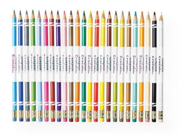 Crayola 68-2424 24-Color Erasable Colored Pencil Set; Change and re-do drawings or correct mistakes; Complete picture-perfect homework assignments and reports in color, without having to worry about starting over; UPC 071662034245 (CRAYOLA682424 CRAYOLA-682424 CRAYOLA-68-2424 CRAYOLA/682424 682424 ARTWORK)