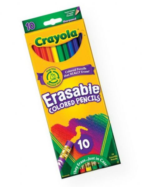 Crayola 68-4410 10-Color Erasable Colored Pencil Set; Change and re-do drawings or correct mistakes; Complete picture-perfect homework assignments and reports in color, without having to worry about starting over; Set includes 10 colors; Shipping Weight 0.18 lb; Shipping Dimensions 0.31 x 3.13 x 8.25 in; UPC 071662044107 (CRAYOLA684410 CRAYOLA-684410 CRAYOLA-68-4410 CRAYOLA/684410 684410 ARTWORK)