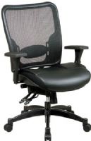 Office Star 68-50764 Space Matrex Back & Layered Leather Seat Ergonomic Chair, Thick Padded Contour Leather Seat and Matrex Back with Built-in Adjustable Lumbar Support, One Touch Pneumatic Seat Height Adjustment, Dual Function Control with Seat and Backrest Angle Adjustment and Seat Slider, Adjustable Tilt Tension Control (6850764 68 50764 OfficeStar) 
