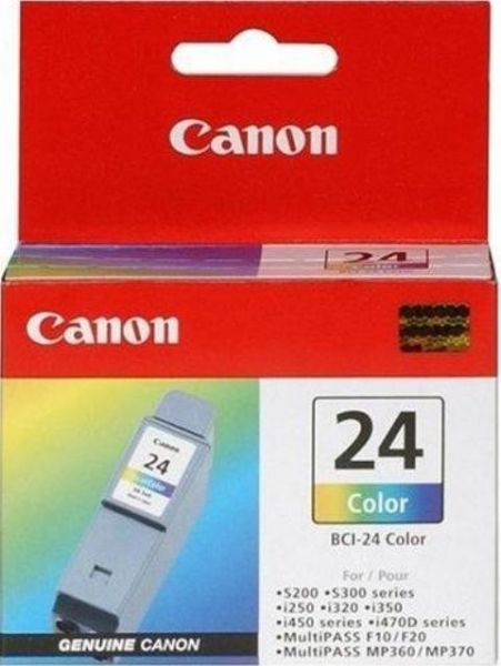 Canon 6882A003AA model BCI-24C Tri-color Ink Tank, Inkjet Print Technology, Yellow, Cyan and Magenta Print Colors, New Genuine Original OEM Canon, For use with S200 S300 Canon Printers (6882A-003AA 6882A 003AA 6882 A003AA 6882-A003AA BCI 24C BCI24C)