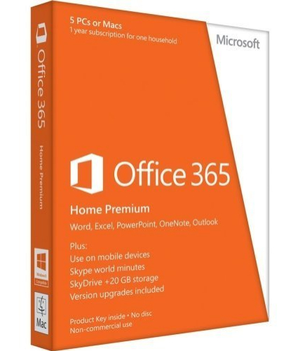 Microsoft 6GQ-00241 Office 365 Home - subscription ( 1 year ); Mac, PC Compatibility; 32/64-bit, For American retail only, Medialess, Microsoft OneNote/Access/Publisher (Windows only) Licensing Details; Up to 5 PCs and Macs in one household License Qty; Microsoft Access, Microsoft Excel, Microsoft OneNote, Microsoft Outlook, Microsoft Powerpoint, Microsoft Publisher, Microsoft Word Software Suite Components; UPC 885370552928 (6GQ00241 6GQ-00241)