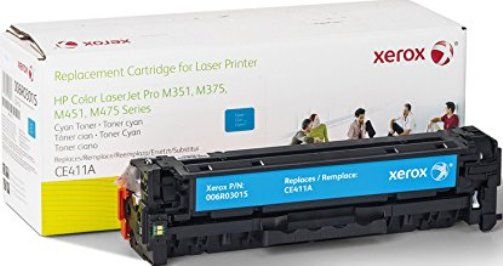 Xerox 6R3015 Toner Cartridge, Laser Print Technology, Cyan Print Color, 2600 page Typical Print Yield, HP Compatible OEM Brand, CE411A Compatible OEM Part Number, For use with HP Color LaserJet 300 Printer Series M351, M375, M375nw and HP Color LaserJet 400 Printer Series M451, M475, UPC 095205982862 (6R3015 6R-3015 6R 3015 XER6R3015)