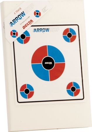 Delta 70418 Economy Arrowstop Foam Archety Target with Stand; Ideal for use by beginners, with broadheads, or for bringing along on a hunting trip; Each target is individually shrink-wrapped and labeled; Less than 240 bow speed; Dimensions 16