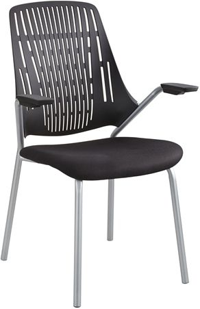 Safco 7044BL Thrill Guest Chair, Black, The frameless poly back provides flexibility to easily adapt to your unique shape for sensational comfort, Classic Black seat and back with silver accents, Dimensions 25