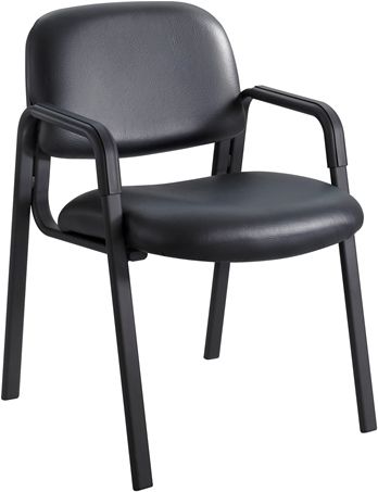 Safco 7046BV Cava Urth Straight Leg Guest Chair, Black Vinyl; 250 lbs. Weight Capacity; Stackable; Nylon Material; GREENGUARD; 18 1/2