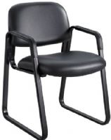 Safco 7047BV Cava Urth Sled Base Guest Chair, Black Vinyl; 250 lbs. Weight Capacity; 16 gauge steel frame, 12mm thick plywood back/seat Material Thickness; Nylon Material; GREENGUARD; Seat Size 20"w x 18"d; Back Size 20"w x 14"h; Seat Height 18 1/2"; 24" Diameter Base Size; 100% Polyester Upholstery; Integrated Arms; Dimensions 22 1/2"w x 24"d x 32 1/2"h; Weight 30 lbs. (7047-BV 7047 BV 7047B) 