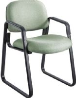 Safco 7047GN Cava Urth Sled Base Guest Chair, Green; 250 lbs. Weight Capacity; 16 gauge steel frame, 12mm thick plywood back/seat Material Thickness; Nylon Material; GREENGUARD; Seat Size 20"w x 18"d; Back Size 20"w x 14"h; Seat Height 18 1/2"; 24" Diameter Base Size; 100% Polyester Upholstery; Integrated Arms; Dimensions 22 1/2"w x 24"d x 32 1/2"h; Weight 30 lbs. (7047-GN 7047 GN 7047G) 