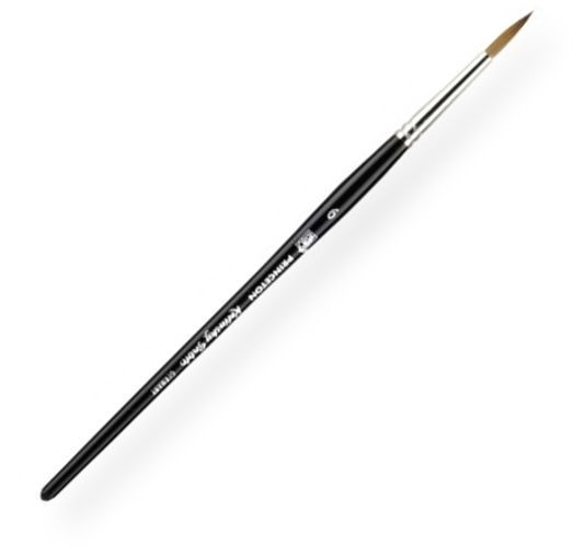 Princeton 7050R-6 Kolinsky Sable Round 6 Brush; These short handle watercolor brushes are made with the finest natural Kolinsky sable hair; The handle is finished with black lacquer and the brush head is connected by a seamless nickel ferrule; The natural hair ensures a generous belly for maximum water holding capacity and for maintaining a controlled, fine point; Round brush; UPC 757063705082 (7050R-6 7050R6 BRUSH-7050R-6 KOLINSKY-7050R-6 PRINCETON-7050R-6 PRINCETON7050R-6)