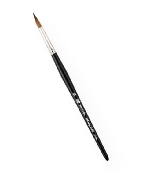 Princeton 7050R-2/0 Kolinsky Sable Round 2/0 Brush; These short handle watercolor brushes are made with the finest natural Kolinsky sable hair; The handle is finished with black lacquer and the brush head is connected by a seamless nickel ferrule; The natural hair ensures a generous belly for maximum water holding capacity and for maintaining a controlled, fine point; Rounds; UPC 757063705020 (PRINCETON7050R20 PRINCETON-7050R20 PRINCETON-7050R-2/0 PRINCETON/7050R20 7050R20 ARTWORK)