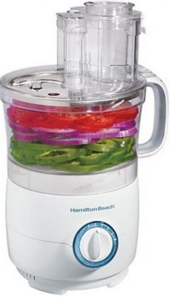 Hamilton Beach 70595H Big Mouth Food Processor, 14-Cup, Extra-large adjustable feed chute, Pulse control 4-position locking bow, Stainless-steel mixing/chopping blade, Dishwasher-safe bowl, lid, and blades for quick cleanup, 450-watt motor reduces prep time in the kitchen, Spatula included, 18W x 10D x 14H (70-595 70 595 70595 70595-H)